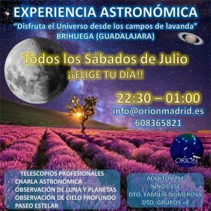 Astronomía en Brihuega sábados de julio de 2022